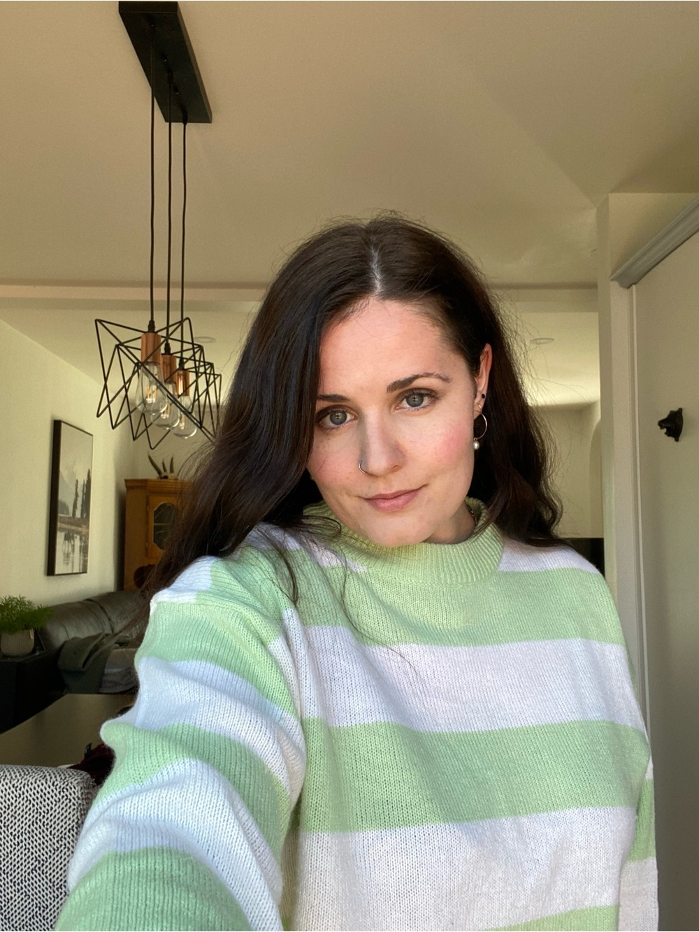 Streetwear Society Cropped Cowl Sweater in Light Green & White - Picture 8 of 12
